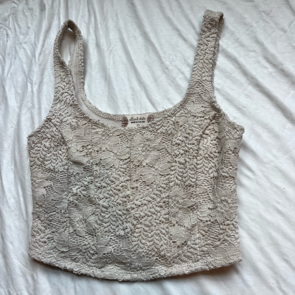 Altar'd State Lace Tank Top in Cream